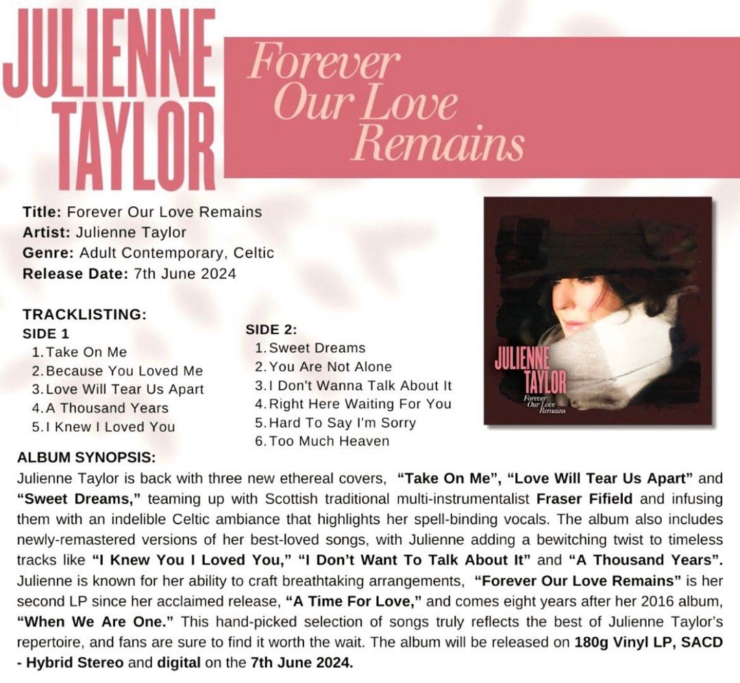 Julienne Taylor Forever Our Love Remains(180g Audiophile Red Vinyl LP)Brand-New